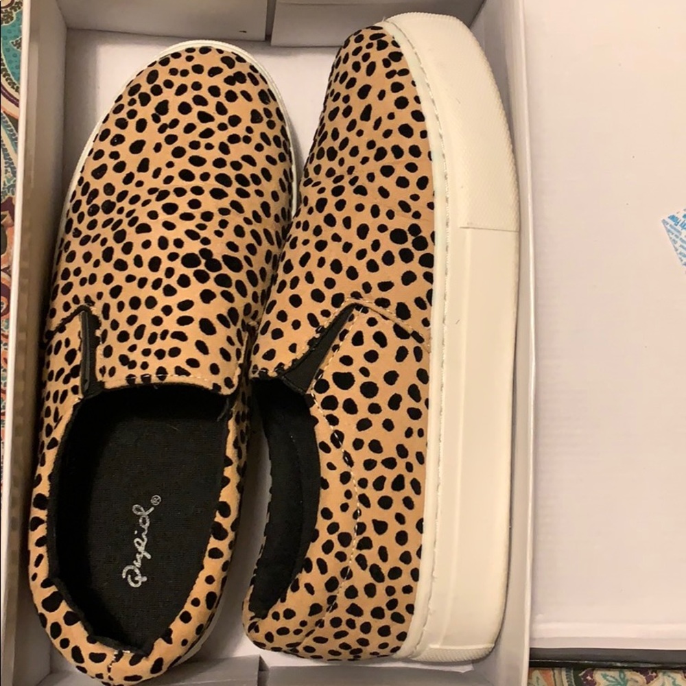 Cheetah print slip ons